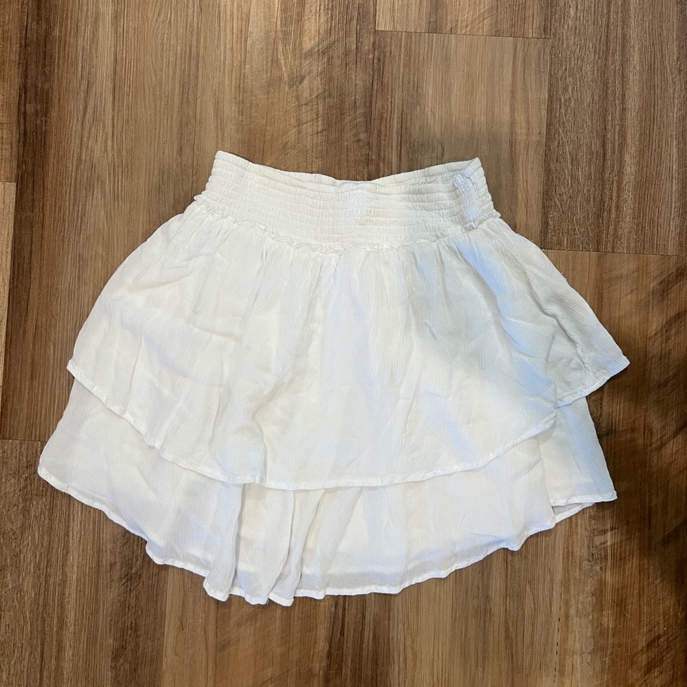 Hollister White Tiered Mini Skirt Ultra High-Rise